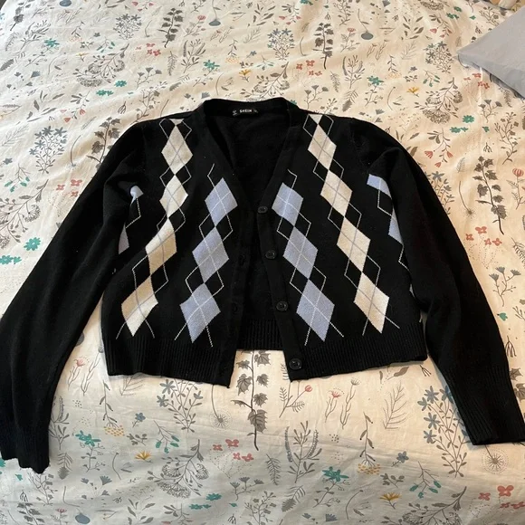 SHEIN Sweaters Shein Argyle Cardigan Medium Poshmark
